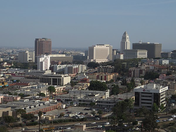 View of the Civic Center from Dodger Stadium.