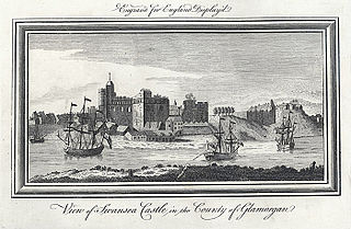 View of Swansea castle in the county of Glamorgan