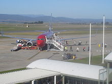 Virgin Blue passengers disembarking at Launceston Airport