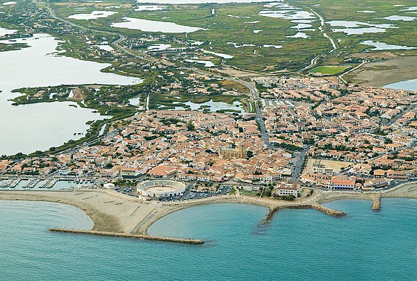 Aerial view of Saintes-Maries-de-la-Mer