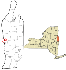 Washington County New York incorporated and unincorporated areas Hudson Falls highlighted.svg