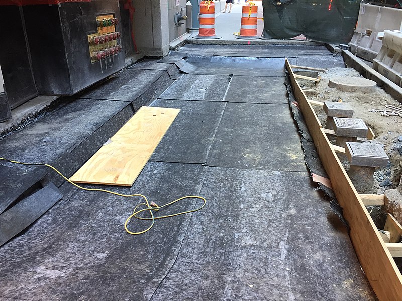 File:Waterproofing membrane for the sidewalk restoration in front of the 44th Street ventilation facility. (CM014B, 07-10-2018) (43388523741).jpg