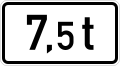 Zusatzzeichen 1052-35 Gewichtsangabe (7,5 t)