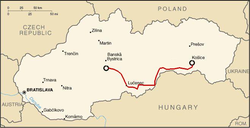 A Zólyom–Kassa-vasútvonal útvonala