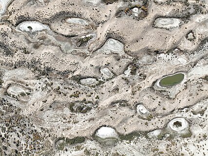 Salines near Jeltorangy photographed from above. Pribalkhashskiy sanctuary, Balkhash District, Almaty Region, Kazakhstan.