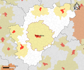 Placering af Angoulême attraktionsområde i Charente-afdelingen.