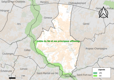 Carte de la zone Natura 2000 sur la commune.