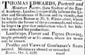 Newspaper advertisement for Edwards, Winter Street, Boston, 1820