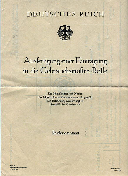 File:1933 05 13 C. Keskari Eintrag in Gebrauchsmusterrolle-1 (Mufftasche).jpg