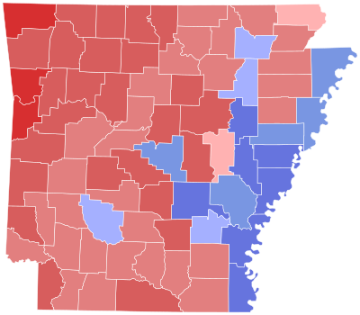 2010 United States Senate election in Arkansas results map by county.svg