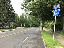 CR 512 in New Providence 2018-06-21 10 20 58 View west along Union County Route 512 (Springfield Avenue) at Maple Street in New Providence, Union County, New Jersey.jpg