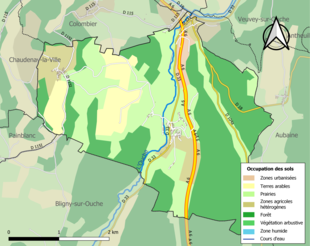 Carte en couleurs présentant l'occupation des sols.