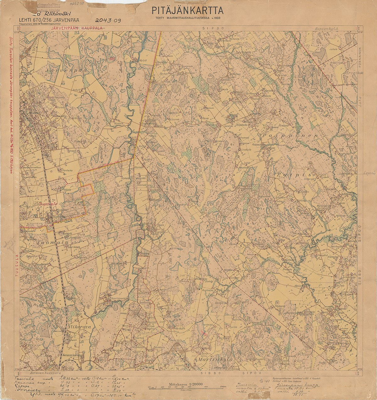File:36417206 Pitäjänkartta, 1933, karttalehti 204309, Riihimäki, Järvenpää.jpg  - Wikimedia Commons