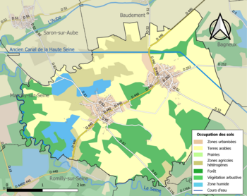 Kaart van de gemeente met de belangrijkste infrastructuur, bodemgebruik en omliggende gemeenten