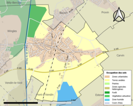 Carte en couleurs présentant l'occupation des sols.