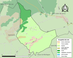 Mapa de colores que muestra el uso de la tierra.