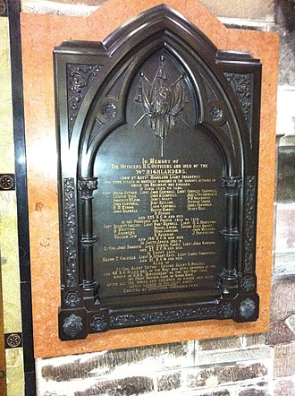 Memorial to the men of the 74th Highlanders in St Giles' Cathedral, Edinburgh, erected 1886 74th Highlanders memorial.JPG