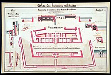 1838 - Casemates et souterrains de la Redoute Questel-bras (Atlas des bâtiments militaires des places de France, Brest).