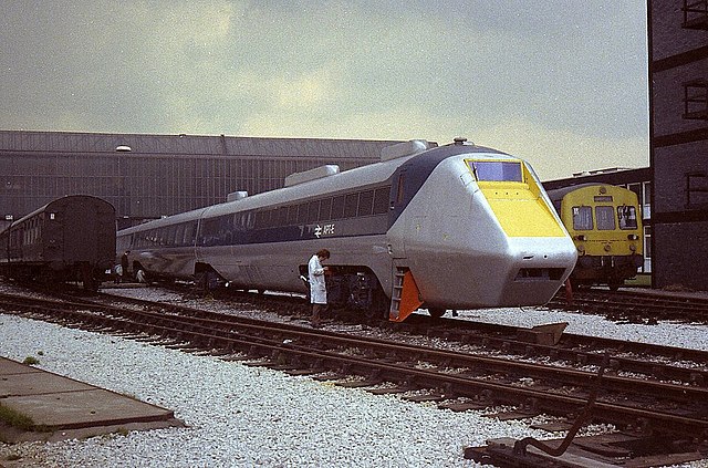 APT-E in the RTC sidings between tests in the summer of 1972