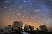 Long-exposure photograph of the Very Large Telescope A Stream of Stars over Paranal.jpg