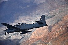 Embraer EMB 314 Super Tucano (A-29) attack aircraft of the Afghan Air Force Air-to-air with Afghan Air Force Embraer A-29 Super Tucano.jpg