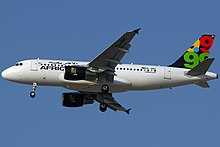 Afriqiyah Airways Airbus A319-100 bearing the airline's former livery Airbus A319-111, Afriqiyah Airways AN1409029.jpg