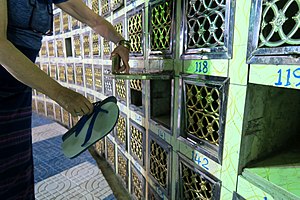 Shoes locker in Jade Pagoda (Amarapura, Mandalay). AmarapuraLocker.jpg