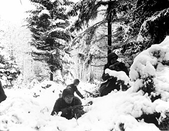 Winter in northwestern Europe, 1945: conditions on the Ardennes front.