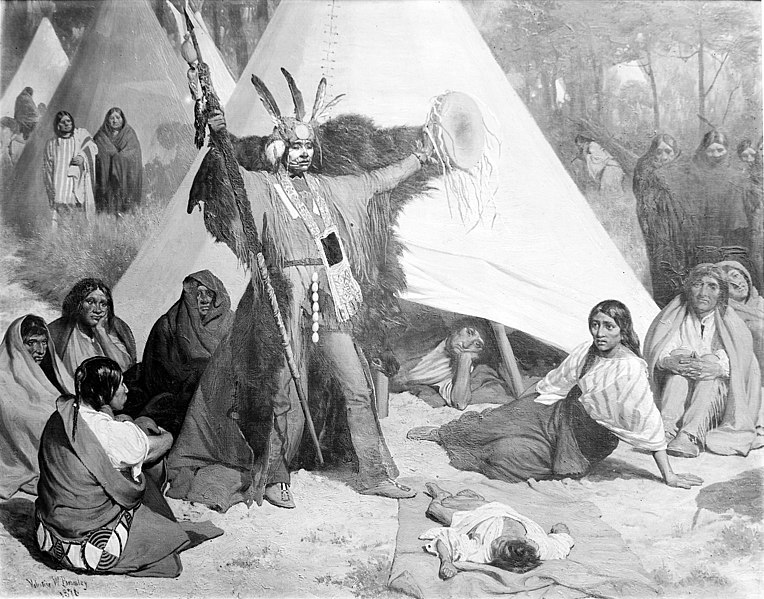 File:An American Indian medicine man attending a sick child Wellcome M0000143.jpg