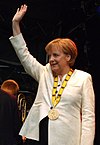 Oberburgermaischter Linden mit dr Angela Merkel