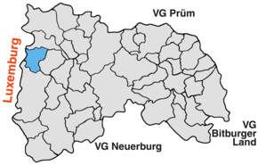 Lage von Sevenig (Our) in der Verbandsgemeinde Arzfeld
