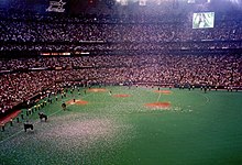 INTERIOR, LOOKING EAST FROM LEVEL 9 SKY BOXES. - Houston Astrodome, 8400  Kirby Drive, Houston, Harris County, TX