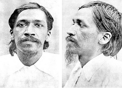 Photographs of Aurobindo as a prisoner in Alipore Jail, 1908.