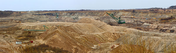 Open cast amber mine "Primorskoje" in Jantarny, Kaliningrad Oblast, Russia