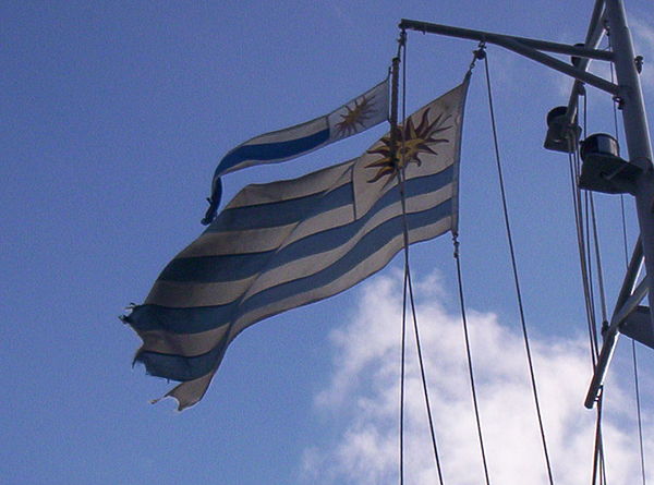 Uruguay flag and pennant on the ROU 21 Sirius