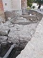Basilica E side, excavation, former graveyard wall, 2020 Sárospatak.jpg