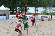 Deutsch: Beachhandball Europameisterschaften 2019 (Beach handball Euro); Tag 2: 3. Juli 2019 – Männer, Vorrunde Gruppe C, Nordmazedonien-Schweiz 0:2 (13:22, 18:19) English: Beach handball Euro; Day 2: 3 July 2019 – Women Preliminary Round Group A – Men Preliminary Round Group C – North Macedonia-Switzerland 0:2 (13:22, 18:19)