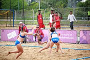 Deutsch: Beachhandball bei den Olympischen Jugendspielen 2018; Tag 6, 11. Oktober 2018; Mädchen, Platzierungssspiel Ränge 11-12 – Amerikanisch Samoa-Mauritius 2:1 English: Beach handball at the 2018 Summer Youth Olympics at 11 October 2018 – Girls Placement Match 11-12 – American Samoa-Mauritius 2:1