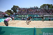 Deutsch: Beachvolleyball bei den Olympischen Jugendspielen 2018; Tag 11, 17. Oktober 2018; Jungen, Spiel um Platz 3 – Argentinien-Ungarn 2:0 (21–15/21–15) English: Beach volleyball at the 2018 Summer Youth Olympics at 17 October 2018 – Bronze Medal Match – Argentina-Hungary 2:0 (21–15/21–15)