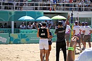 Deutsch: Beachvolleyball bei den Olympischen Jugendspielen 2018; Tag 11, 17. Oktober 2018; Jungen, Spiel um Platz 3 – Argentinien-Ungarn 2:0 (21–15/21–15) English: Beach volleyball at the 2018 Summer Youth Olympics at 17 October 2018 – Bronze Medal Match – Argentina-Hungary 2:0 (21–15/21–15)