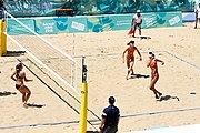 Deutsch: Beachvolleyball bei den Olympischen Jugendspielen 2018; Tag 9, 15. Oktober 2018; Mädchen, Viertelfinale: Italien-China 2–0 (21–16/21–9) English: Beach volleyball at the 2018 Summer Youth Olympics at 15 October 2018 – Girls Quarterfinals: Italy-China 2–0 (21–16/21–9)