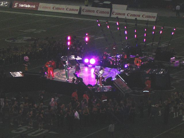 The Black Eyed Peas performing in the 2005 Grey Cup halftime show