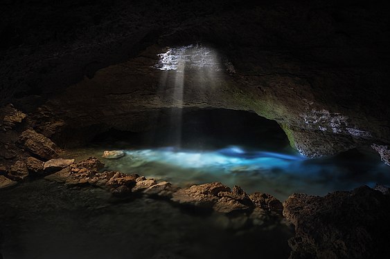 Blue water in a cave in Quezon, Bukidnon. Photograph: Theglennpalacio