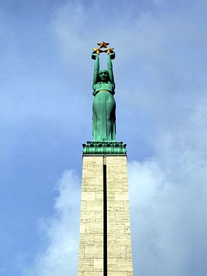 Part of Freedom Monument in Riga