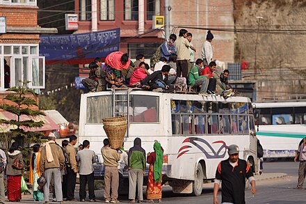 Packed bus in Nepal