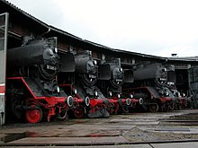 The former locomotive depot now houses a railway museum Bw Salzwedel 2002.JPG