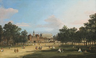 Londres : l'ancien bâtiment des Horse Guards et Banqueting Hall, depuis St James's Park