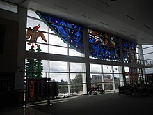 "I Was Dreaming of Spirit Animals" by Cappy Thompson at Sea-Tac Airport Cappy Thompson window at Seatac Airport.JPG