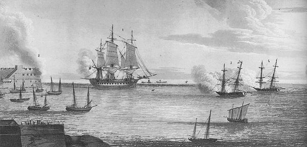 HMS Minerve under attack in Cherbourg