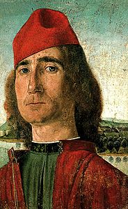 Homme au chapeau rouge, entre 1490-1493, 35 × 23 cm, tempera sur bois, Museo Correr, Venise.